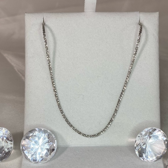 14K WHITE GOLD sparkle chain REAL GOLD 18” - Picture 2 of 15